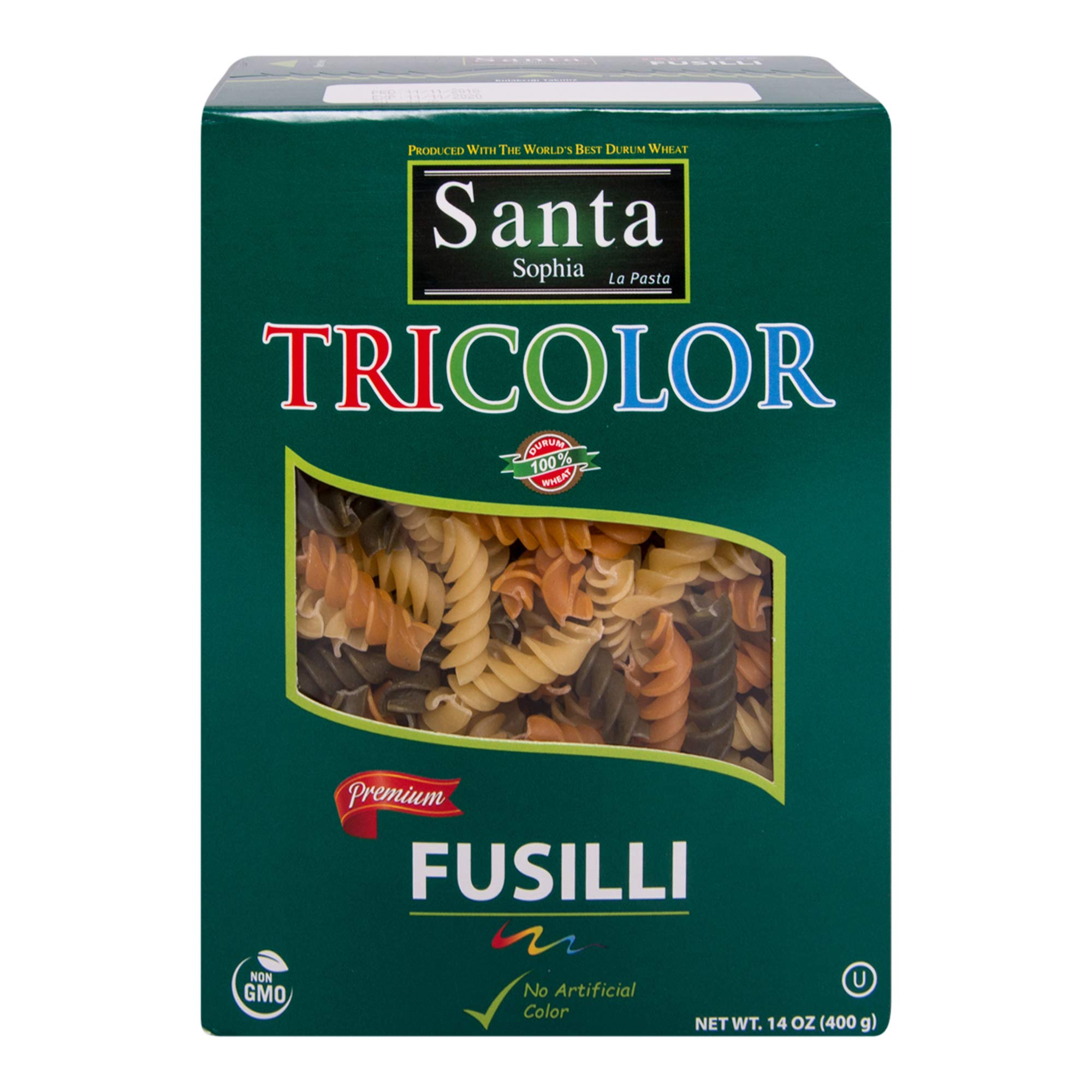 Santa Sophia Pasta - Tricolor Fusilli, 14 Ounce (Pack of 2)
