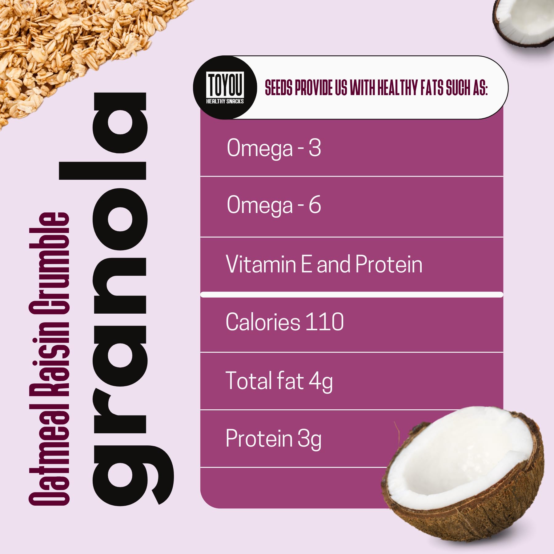 ToYou Snacks Granola, Dried Fruit and Granola Cereal, Gluten Free, Vegan, Healthy Snacks for Adults and Kids, Breakfast Cereal with Protein and Fiber