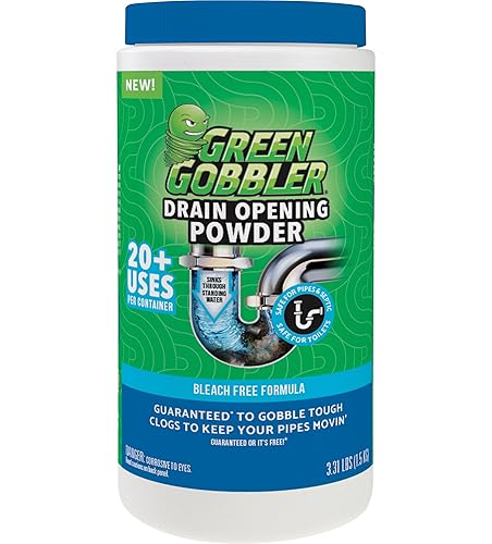 Green Gobbler Drain Clog Remover & Drain Cleaner Powder, 20+ Treatments, Maintenance Breaks Down Grease, Paper, Fat & Oil, Septic Safe
