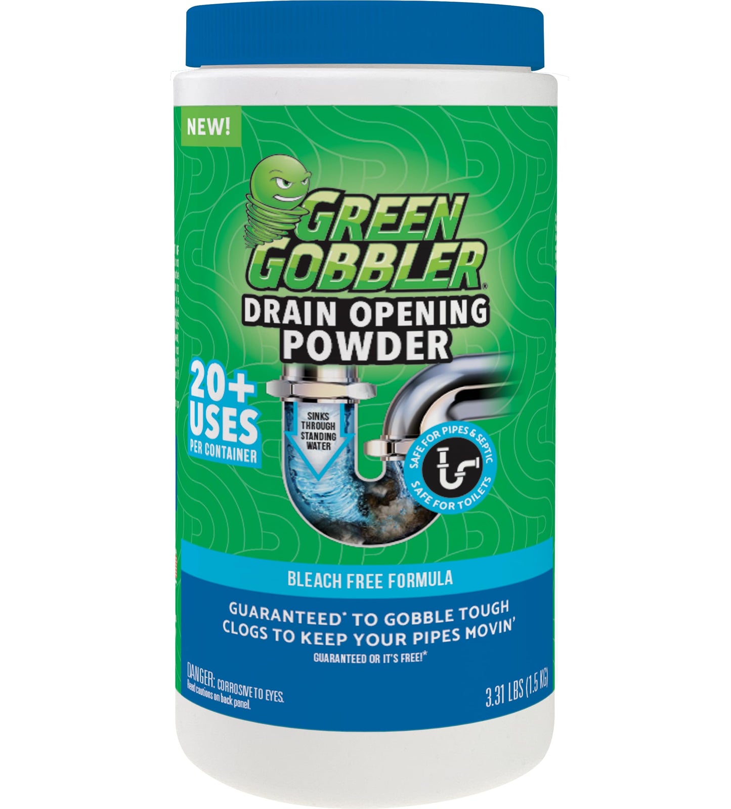 Green Gobbler Drain Clog Remover & Drain Cleaner Powder, 20+ Treatments, Maintenance Breaks Down Grease, Paper, Fat & Oil, Septic Safe