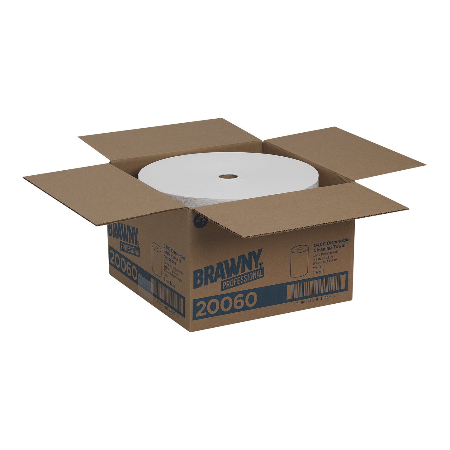 GP PRO Brawny Professional D400 Disposable Cleaning Towel, Long Distance Roll, White