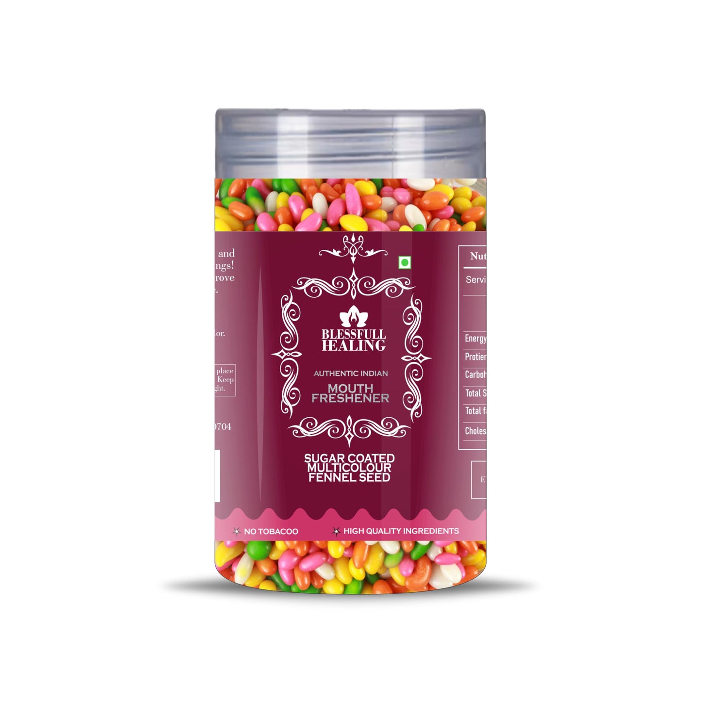 Blessfull Healing Sugar Coated Multicolour Fennel Seed 5 Oz(Ounce) Airtight Container With Spoon