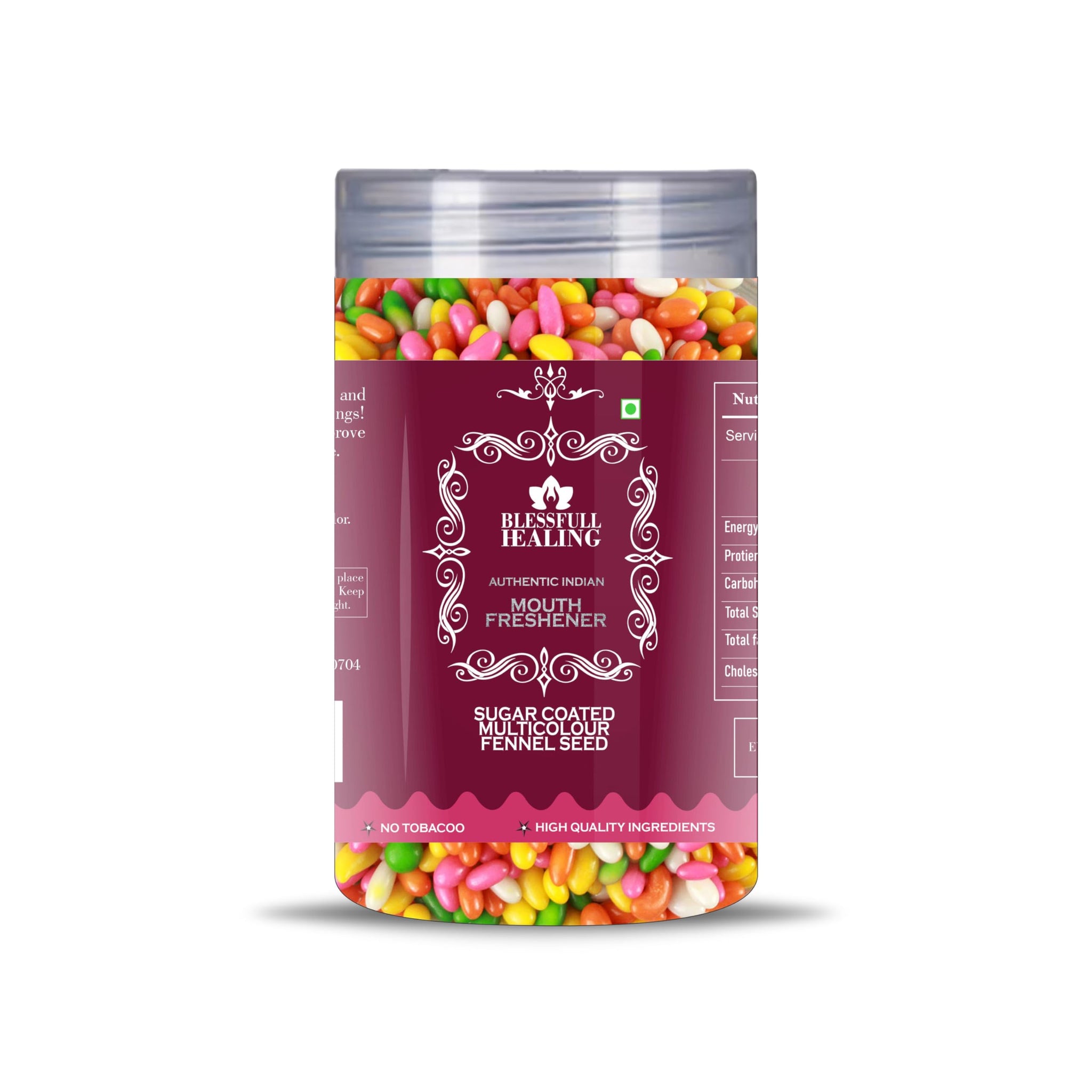 Blessfull Healing Sugar Coated Multicolour Fennel Seed 5 Oz(Ounce) Airtight Container With Spoon
