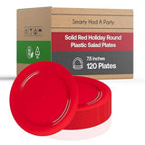 Smarty Had A Party - Premium 7.5 Inch Red Disposable Salad and Dessert Plates - 120 Count Heavy Duty BPA-Free Plastic Plates, Recyclable Party Plates