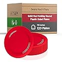 Smarty Had A Party - Premium 7.5 Inch Red Disposable Salad and Dessert Plates - 120 Count Heavy Duty BPA-Free Plastic Plates, Recyclable Party Plates