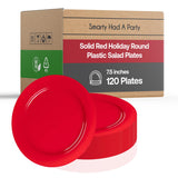 Smarty Had A Party - Premium 7.5 Inch Red Disposable Salad and Dessert Plates - 120 Count Heavy Duty BPA-Free Plastic Plates, Recyclable Party Plates