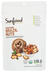 Sunfood Superfoods Raw Organic Brazil Nuts - Brazil Nuts Organic, Raw Brazil Nuts, Brazilian Nuts Unsalted, Great Source of Protein, USDA Organic, Non