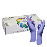 Nitrile Disposable Gloves - Infi-Touch Nitrile Gloves Powder Free - Hypoallergenic, 12" Gloves, Steel Blue, (50 Count, Medium)