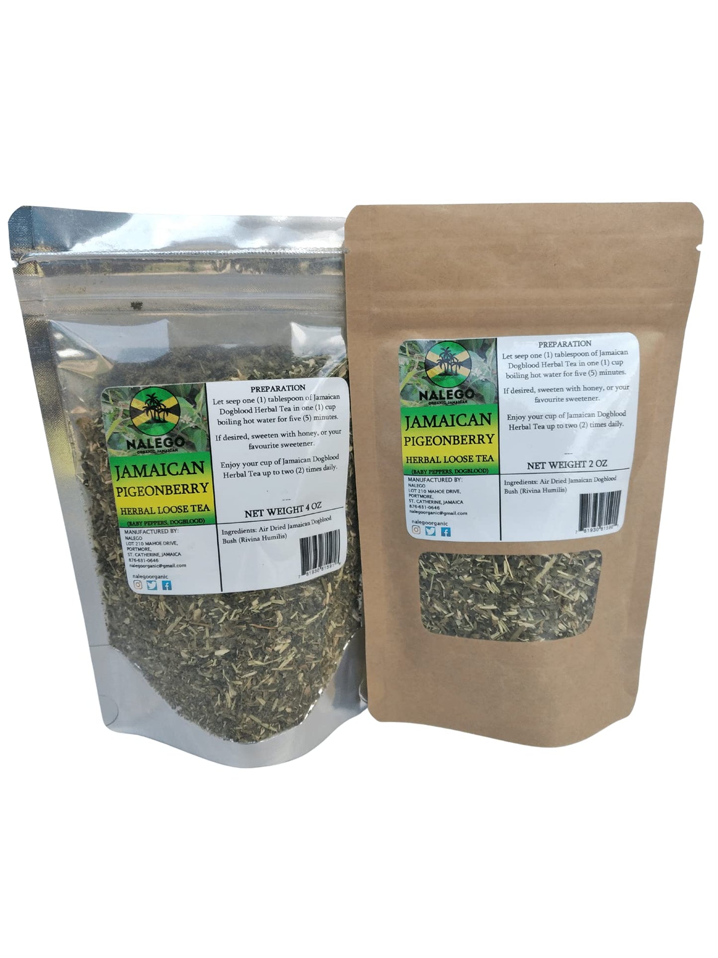 Jamaican Dog Blood (Pigeonberry) Herbal Loose Tea (4 OZ) - Dogblood Herb, Blood Berry Bush Tea (Wildcrafted)
