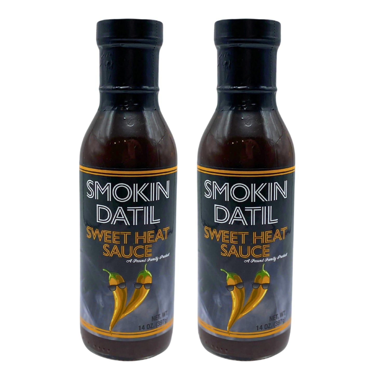 Smokin Datil Sweet Heat Hot Sauce - Datil Pepper Sauce -14 oz. of Award Winning Gourmet Hot Sauce with a Sweet, Spicy Datil Pepper Heat. (2 Pack)