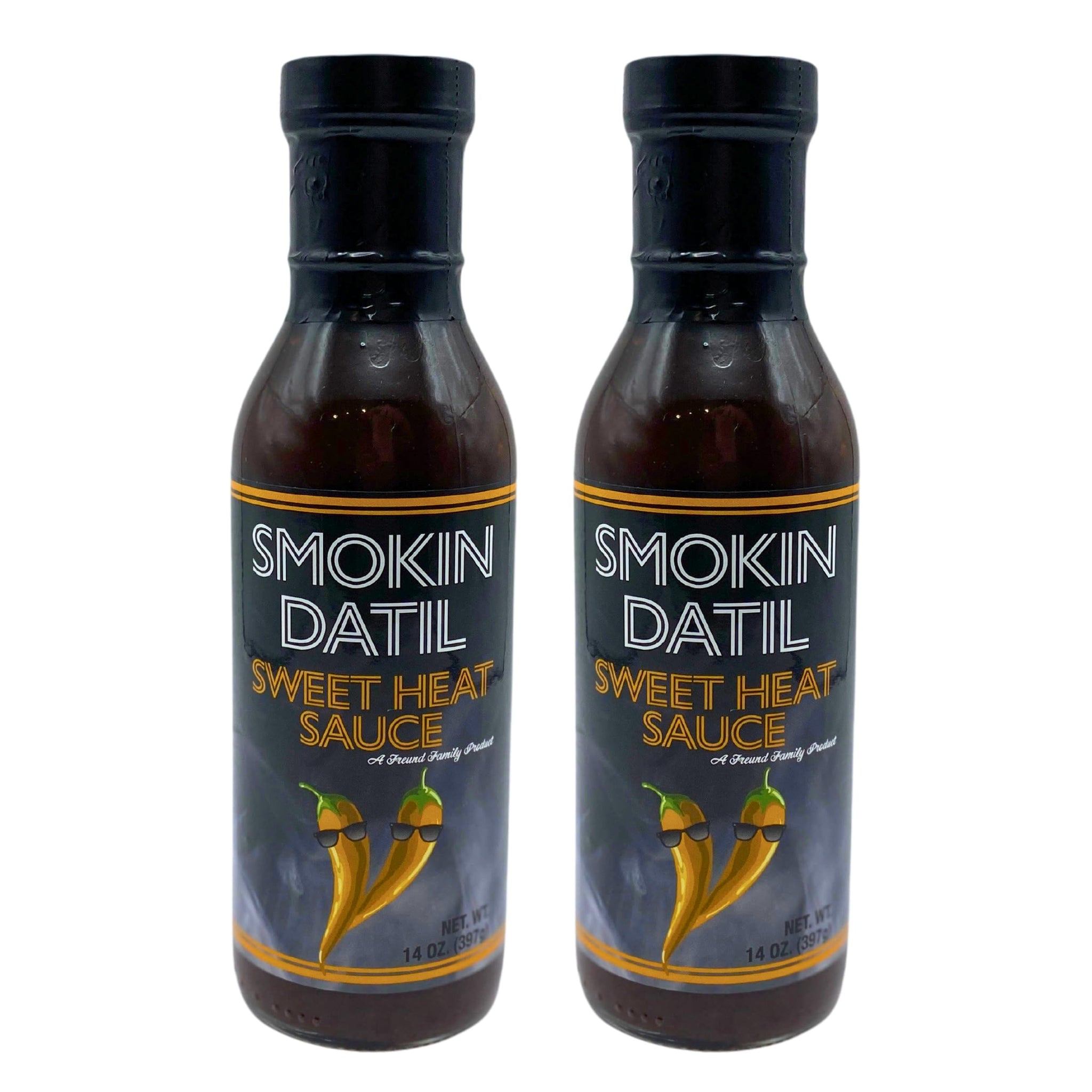 Smokin Datil Sweet Heat Hot Sauce - Datil Pepper Sauce -14 oz. of Award Winning Gourmet Hot Sauce with a Sweet, Spicy Datil Pepper Heat. (2 Pack)