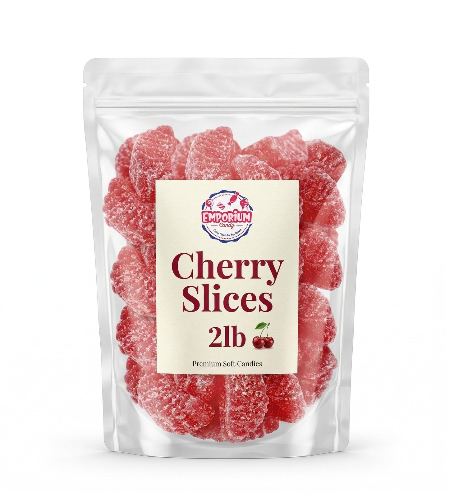 Cherry Slices - 2 lbs of Fresh Delicious Sweet Sugar Sanded Chewy Fruity Red Candy Slices