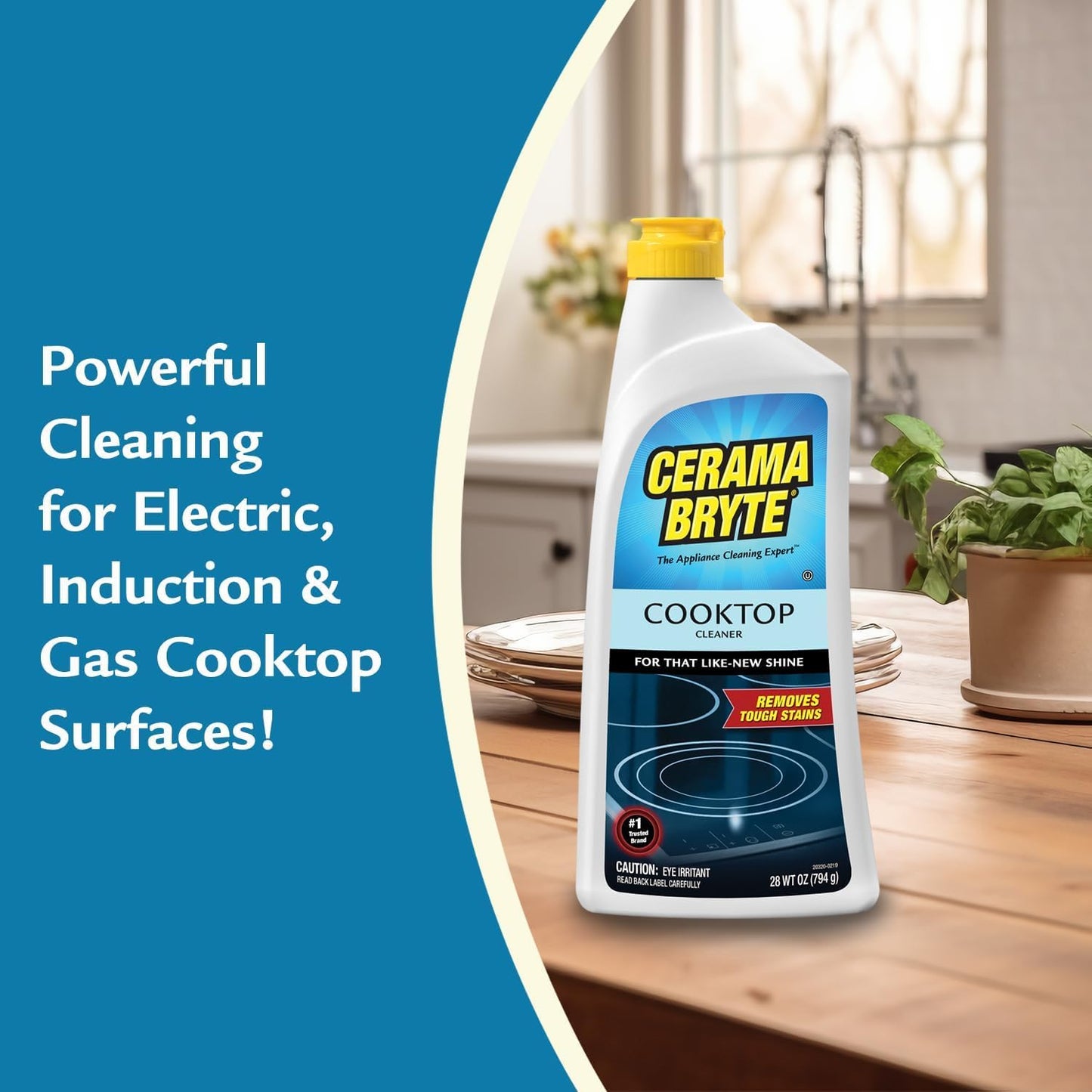 Cerama Bryte Ceramic Cooktop Cleaner (28 oz), Scraper and 5 Cleaning Pads Combo Kit
