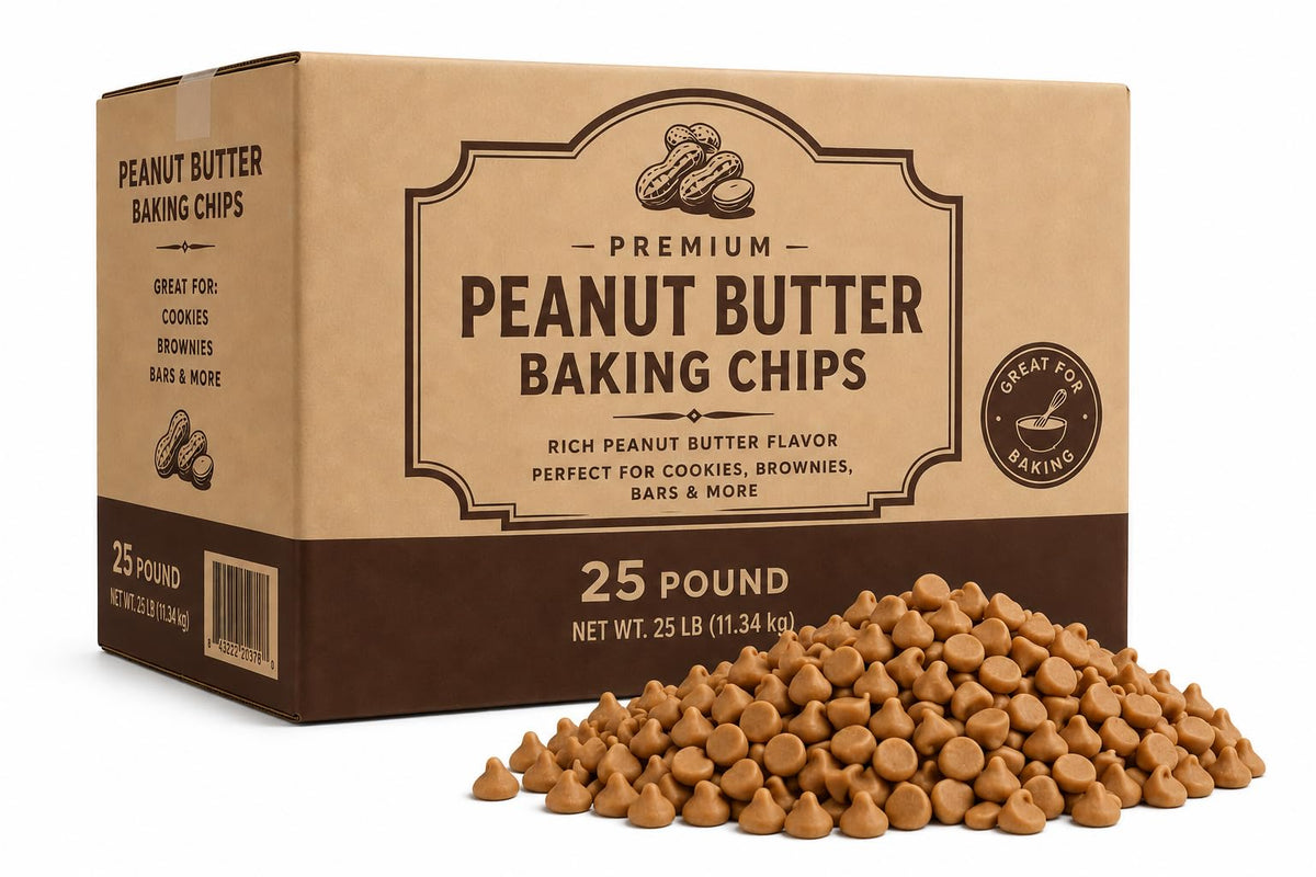 Peanut Butter Baking Chips, Creamy Flavor - 25 lb (Approx. 20,000 pieces)