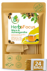 Maca & Ashwagandha Herbal Tea (24 Tea Bags) - 2000mg Each - Traditional Vitality & Balance Blend - 100% Natural, Caffeine-Free, Non-GMO - Authentic