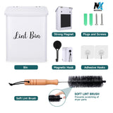 NUVRIX Magnetic Lint Bin for Laundry Room, Wall Mounted Metal Lint Box Holder Trash Can with Lid for Dryer, Lint Basket for Laundry Room