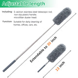 4 Pack Small Microfiber Feather Duster, with 13" to 30" Extendable Pole, Microfiber Head, Cleaning Tool for Cleaning Office, Car, Computer, Furniture
