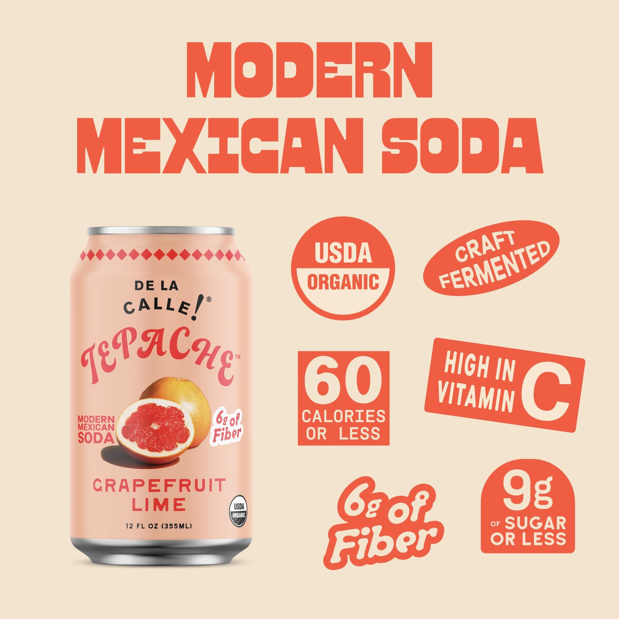 De La Calle, Tepache Grapefruit Lime Paloma Organic, 12 Fl Oz