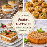 Feastiva Kataifi Shredded Fillo Dough 500 gr (17.6 oz) | Dried & Chopped Kadayif | Kurutulmus Katafi Phyllo Dough for Dubai Chocolate Filling, Kunafa