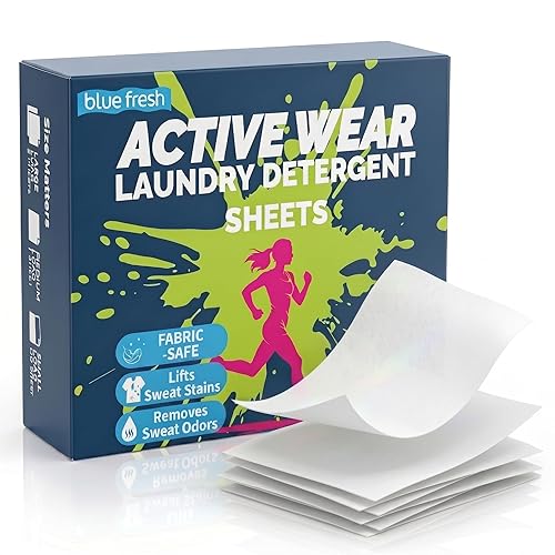 blue fresh Activewear Laundry Detergent Sheets - Gardenia Scent Sports Detergent Sheets for Sweat & Workout Clothes, Lipase Washer Sheets for Sport