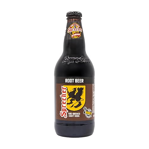 Sprecher Fire Brewed Craft Soda, Handcrafted Gourmet Soft Drink with Real Honey, 16 fl oz Glass Bottles (12 Pack, Multiple Flavors Available) (Root