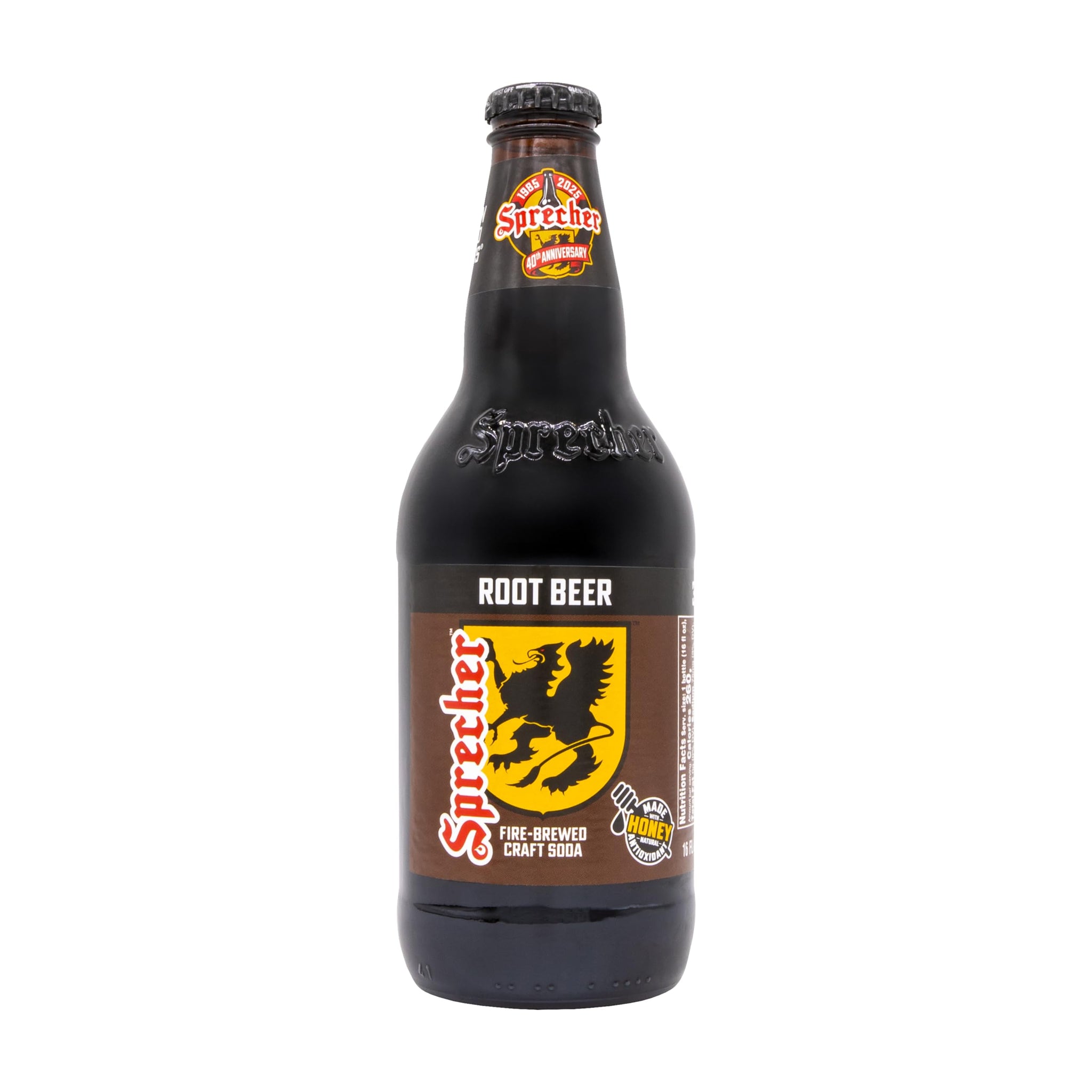 Sprecher Fire Brewed Craft Soda, Handcrafted Gourmet Soft Drink with Real Honey, 16 fl oz Glass Bottles (12 Pack, Multiple Flavors Available) (Root