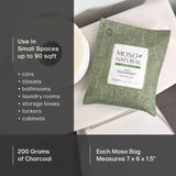 Moso Natural Air Purifying Bag 200g (3 Pack). A Scent Free Odor Eliminator for Cars, Closets, Bathrooms, Pet Areas. Premium Moso Bamboo Charcoal Odor