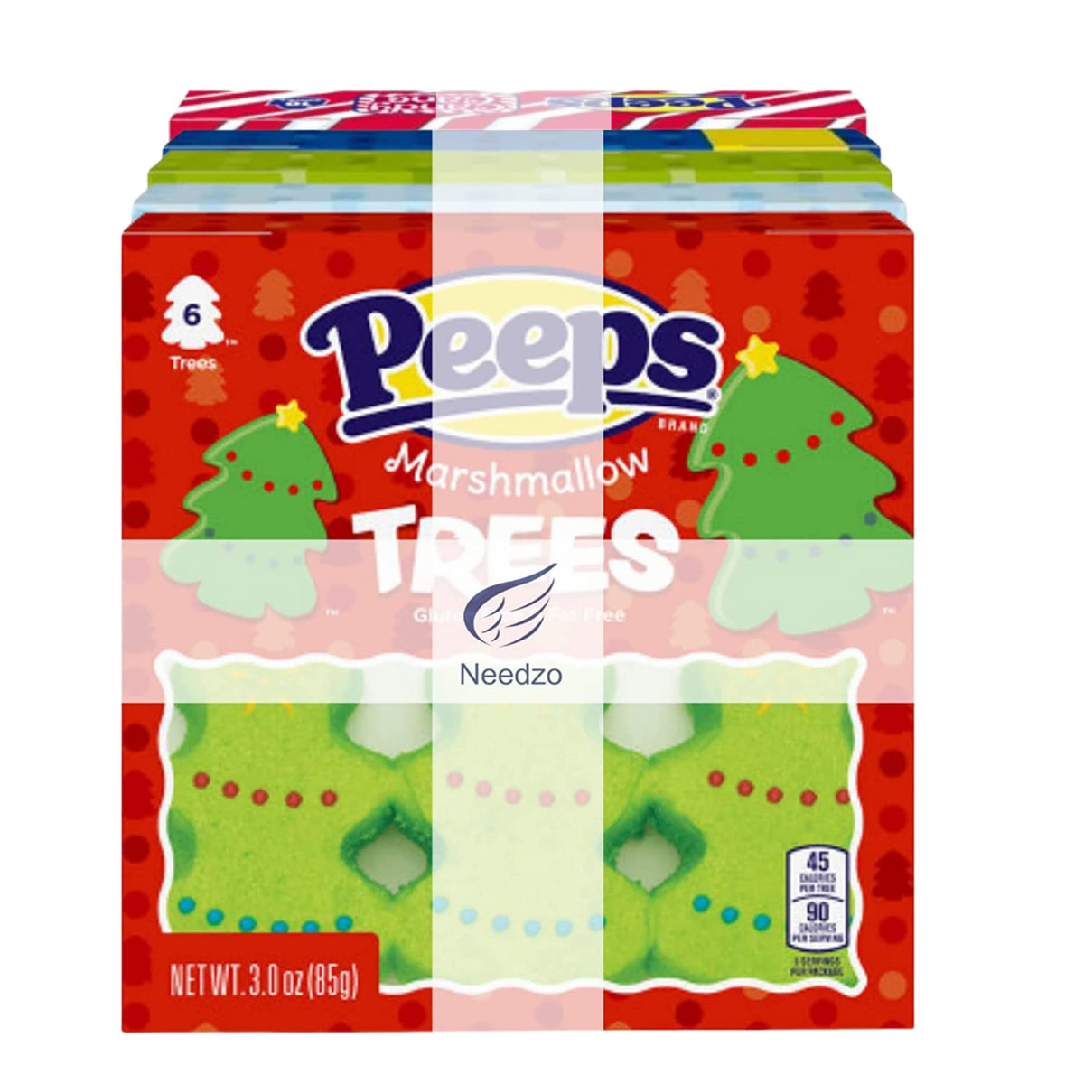 Needzo Marshmallow Christmas Candy, Sugar Coated Character Shaped Marshmallows, Stocking Stuffers for Peep Lovers (Pack of 5) 30 Pieces