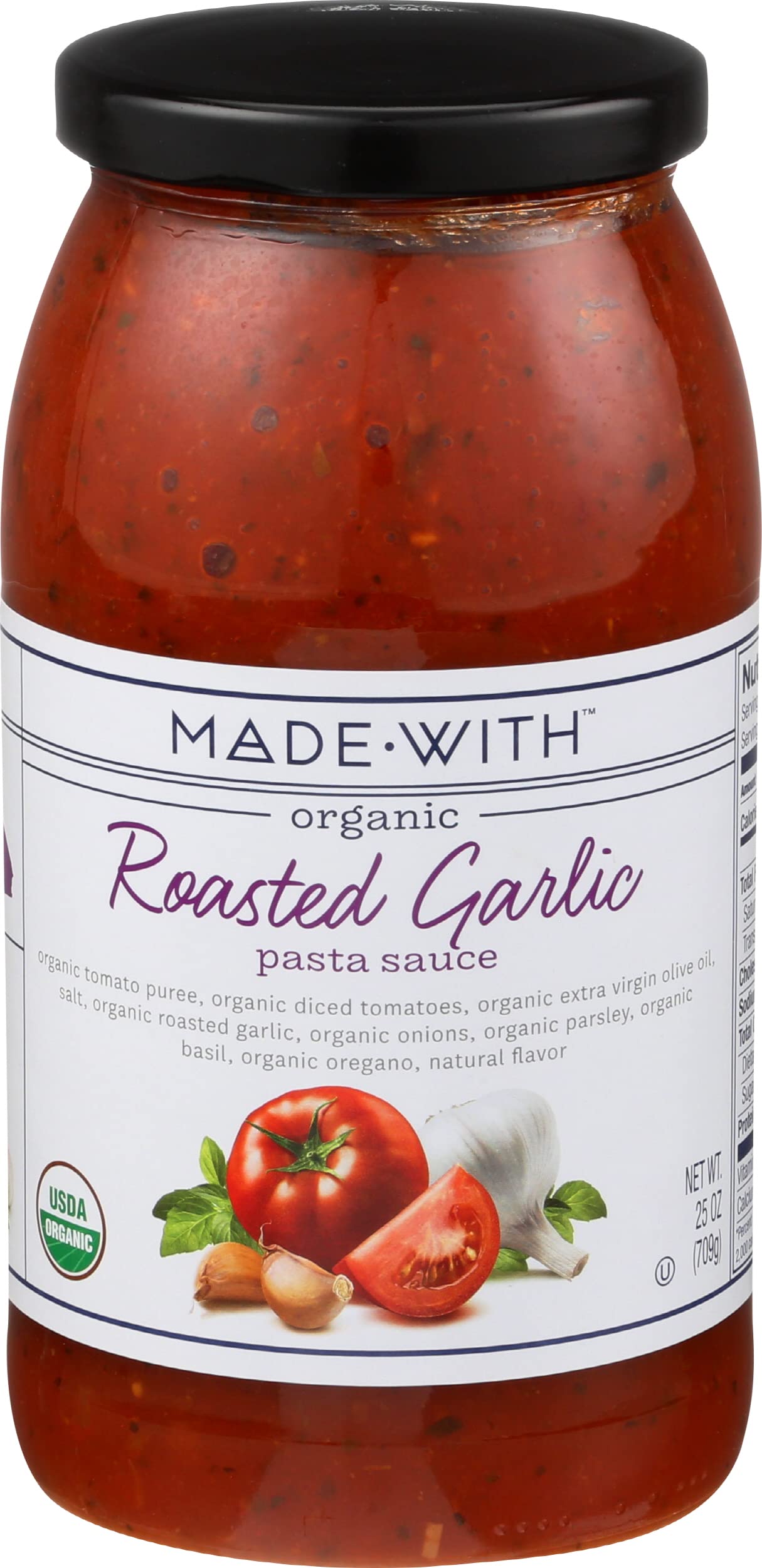 Made With Organic Pasta Sauce Roasted Garlic, 25 Ounce