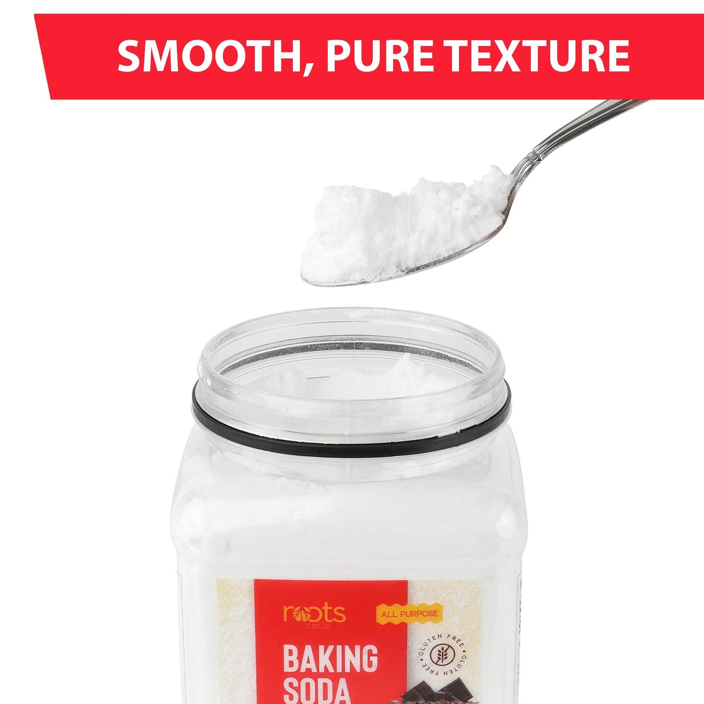 Roots Circle Baking Soda Bulk | 1 x 35.2oz Large Airtight Container | Pure Sodium Bicarbonate for Cooking, Baking, Cleaning, Laundry, Deodorizing