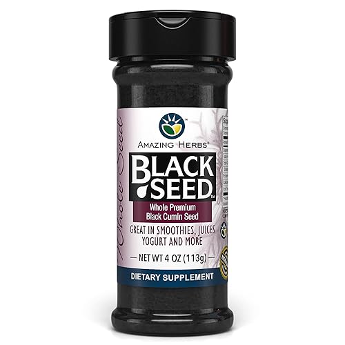 Amazing Herbs Whole Premium Black Cumin Seed - Nigella Sativa Seeds, Organic, Gluten-Free, Non-GMO, Supports Immune System, Cardiovascular Health