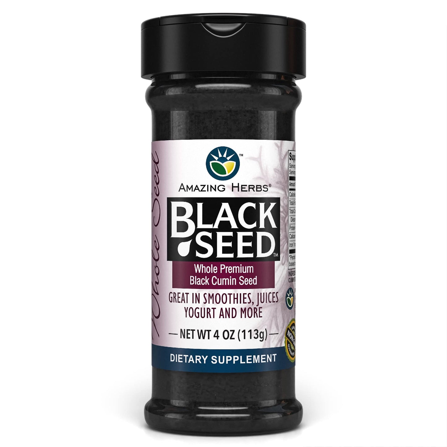 Amazing Herbs Whole Premium Black Cumin Seed - Nigella Sativa Seeds, Organic, Gluten-Free, Non-GMO, Supports Immune System, Cardiovascular Health