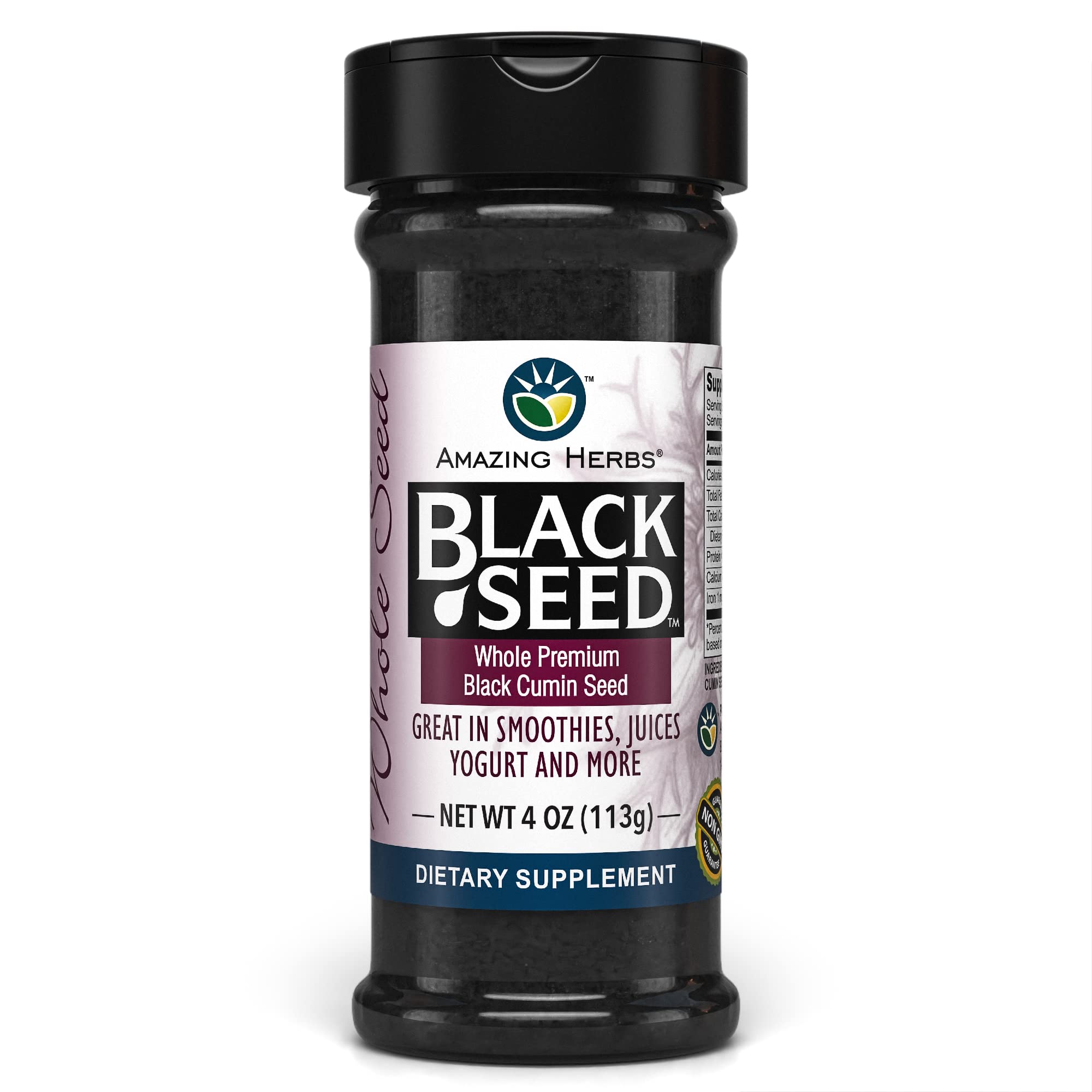 Amazing Herbs Whole Premium Black Cumin Seed - Nigella Sativa Seeds, Organic, Gluten-Free, Non-GMO, Supports Immune System, Cardiovascular Health