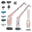 Leebein Electric Spin Scrubber, Shower Scrubber with 4 Adjustable Angles and 8 Brush Heads, Electric Scrubber with Long Handle & Remote Controller