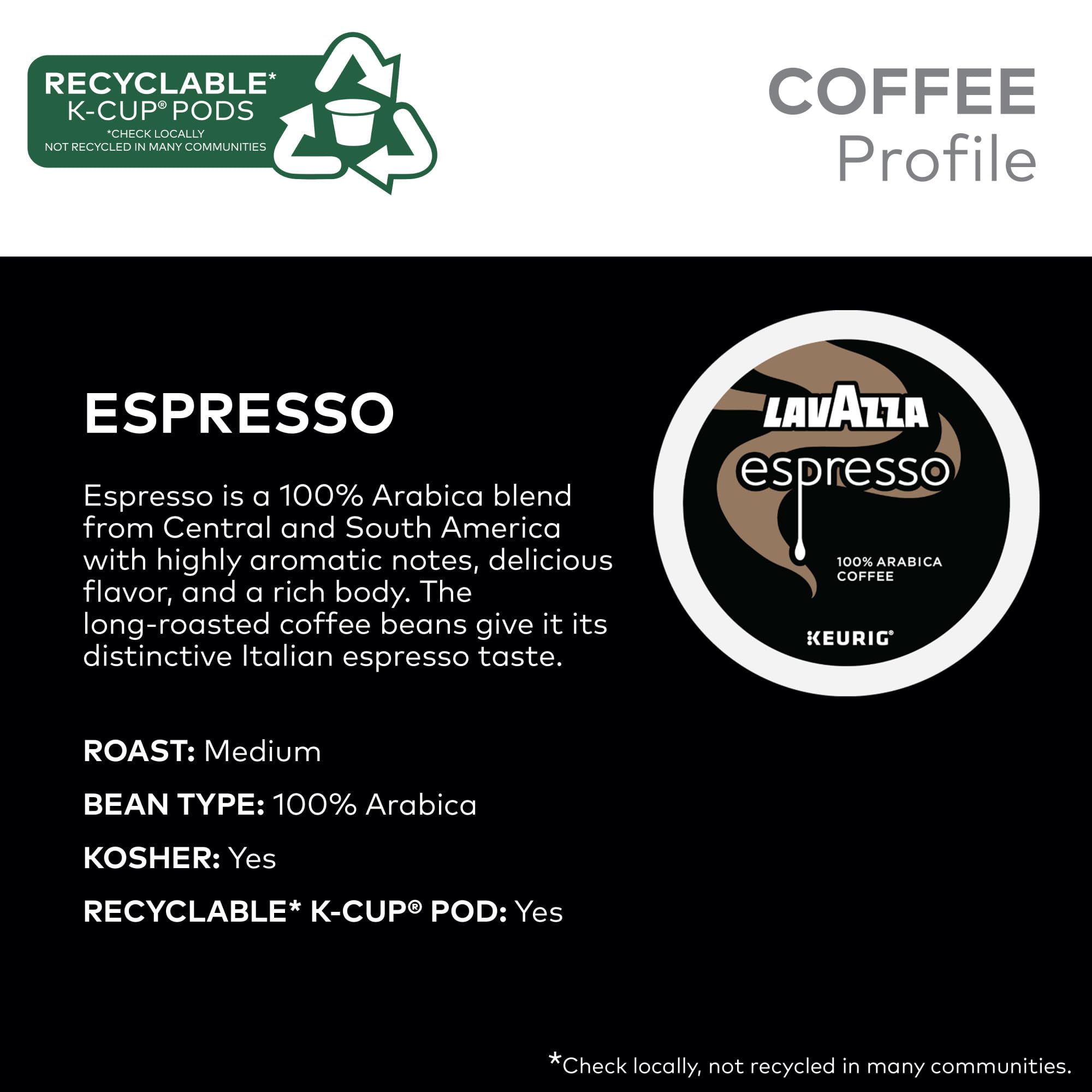 Lavazza Espresso, Single-Serve Keurig K-Cup Pods, Medium Roast Coffee, 60-Count Box (6 Packs of 10)