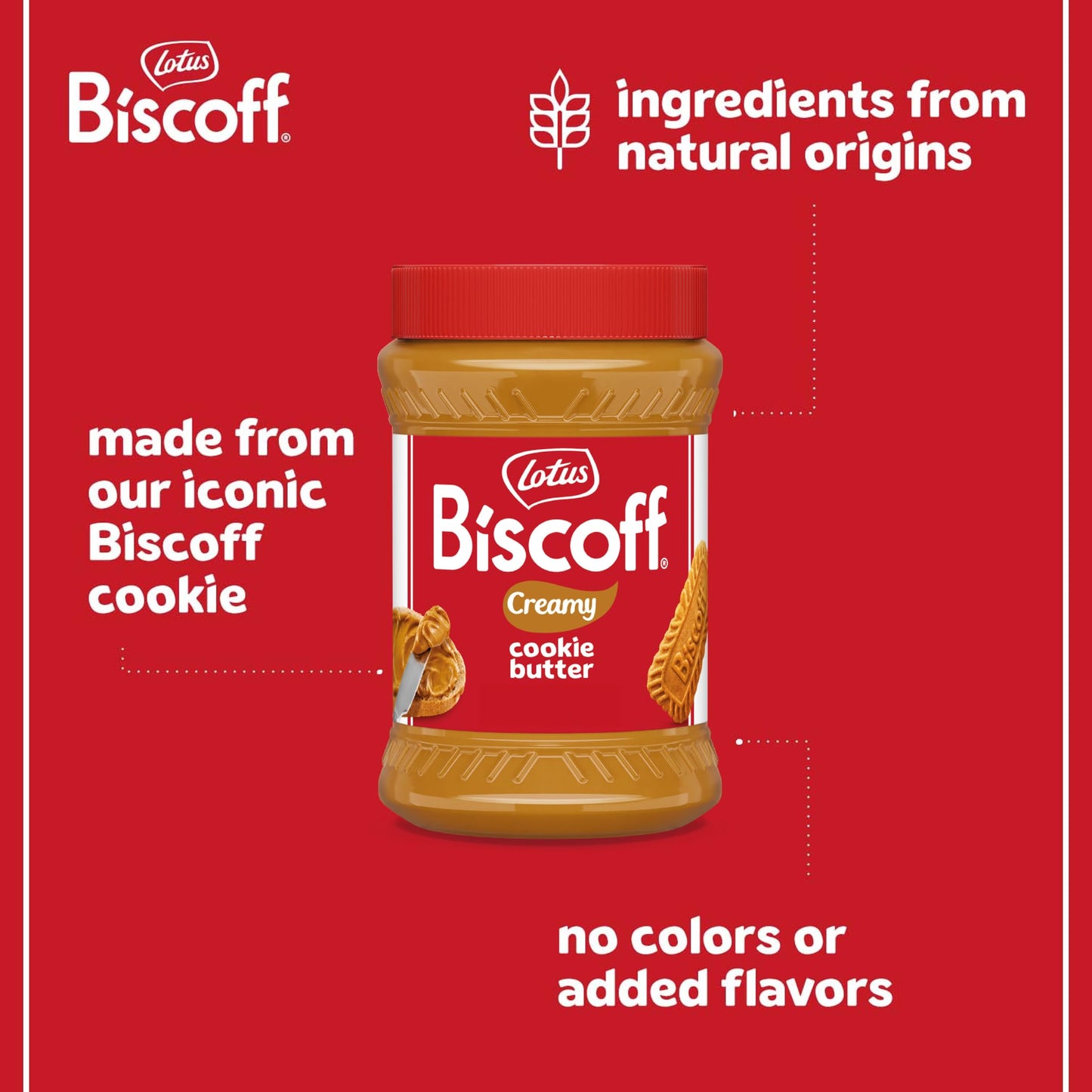 Lotus Biscoff Cookie Butter Spread, Creamy, non GMO + Vegan, 25.4oz
