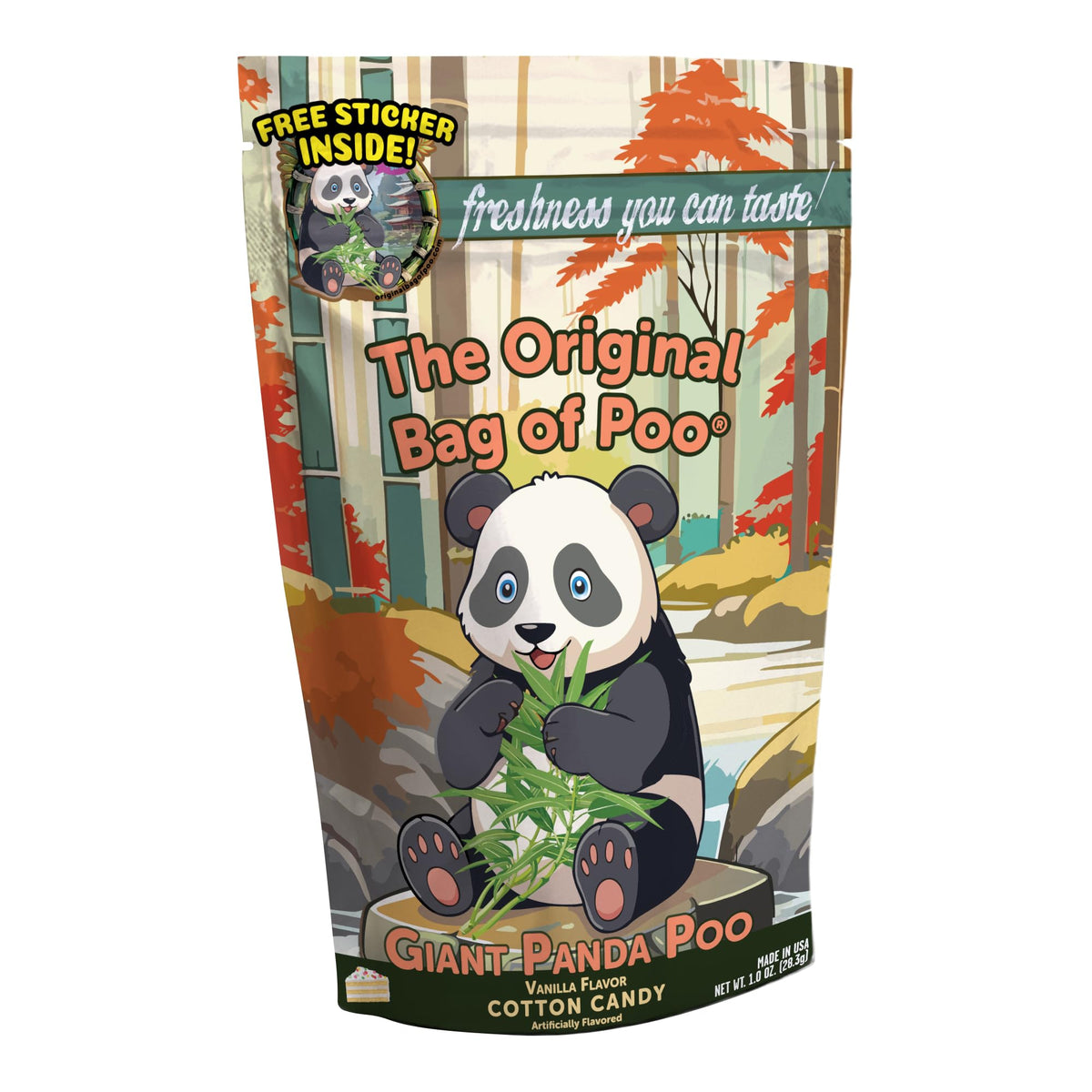 The Original Bag of Poo®, Giant Panda Poo (Vanilla Cotton Candy), Novelty Gag Gift with Free Sticker
