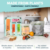 Matter Compostable Assorted Kitchen Bags, 230 Count, Biodegradable, Eco-Friendly Resealable Food Storage Variety Pack, 80 Snack, 80 Sandwich, 50 Quart