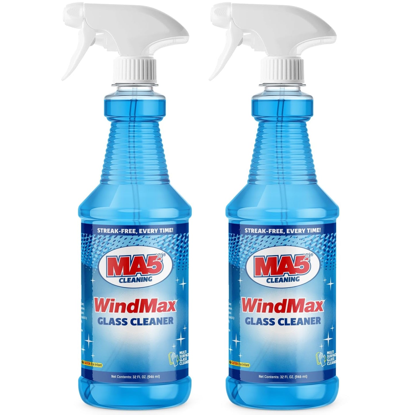 MA5x WindMax Glass Cleaner Spray - Window, Mirror, Shower & Glass Stovetop Cleaner - Streak-Free, Eco-Friendly, Pack of 2, 32oz Bottle