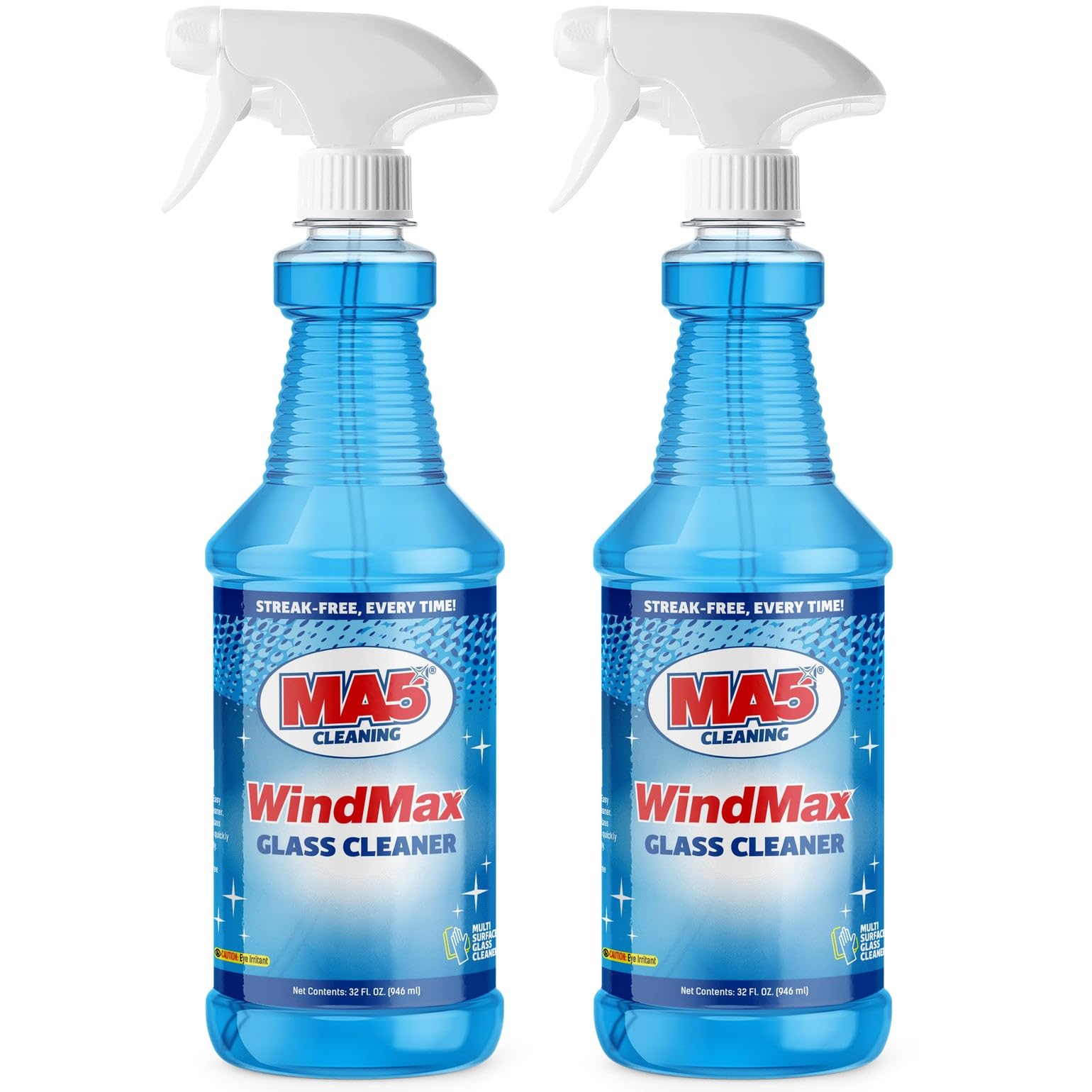 MA5x WindMax Glass Cleaner Spray - Window, Mirror, Shower & Glass Stovetop Cleaner - Streak-Free, Eco-Friendly, Pack of 2, 32oz Bottle