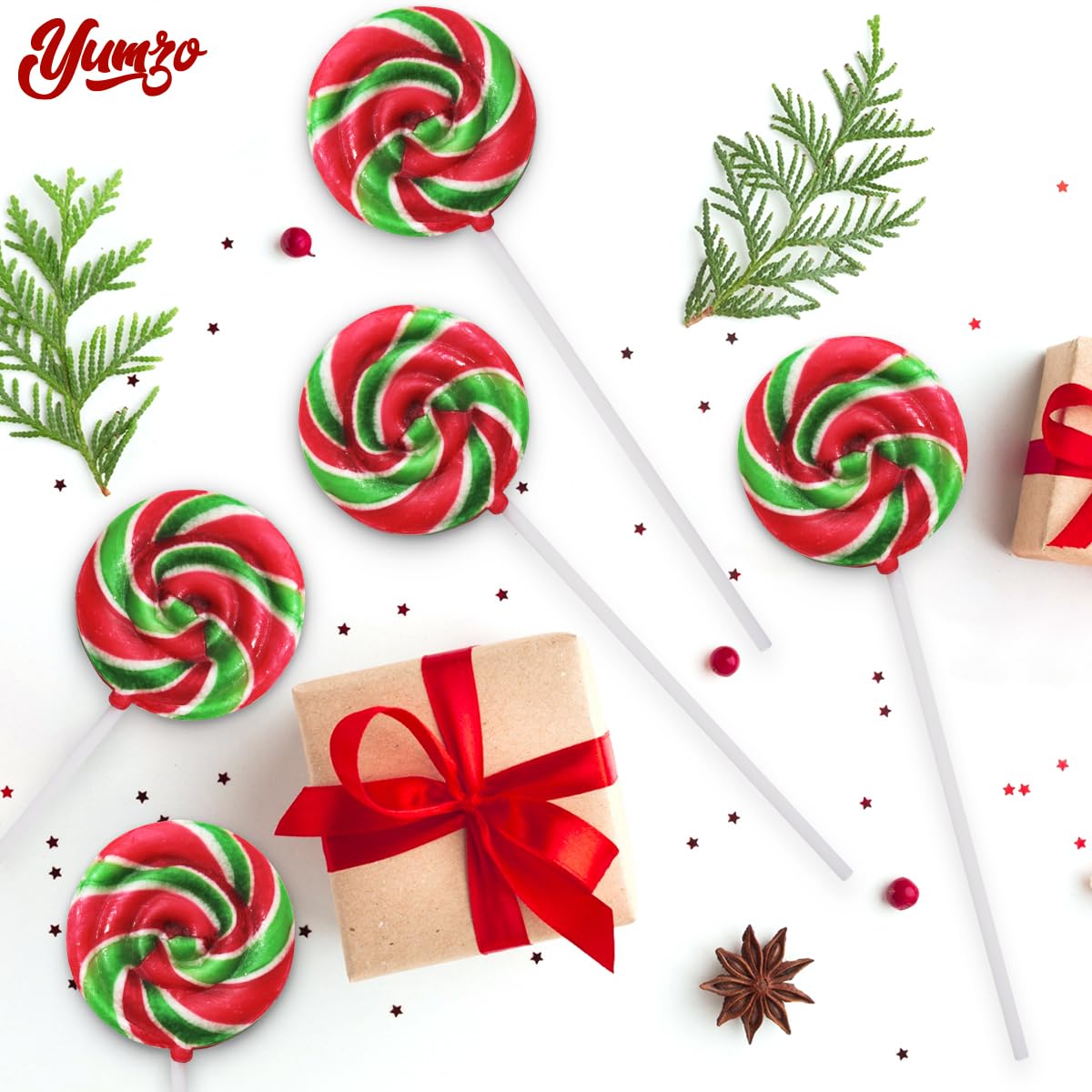 Christmas Swirl Lollipops, 24 Christmas Lollipops Individually Wrapped, Delicious Suckers Bulk For Festive Treats, Perfect christmas suckers for Gift