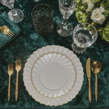 Sobel & Gala PREMIUM 40 Piece Ivory Scalloped Plastic Plates with Gold Rim - 20 Dinner and 20 Dessert - Fancy Disposable Plates for Party - Elegant