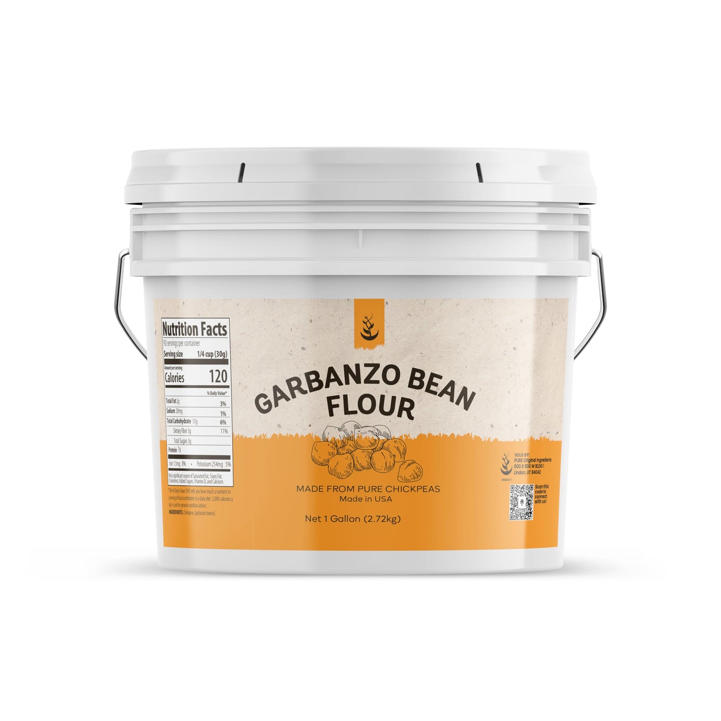 Pure Original Ingredients Garbanzo Bean Flour (1 Gallon) Gluten Free Chickpea Flour, Non-GMO & Pure