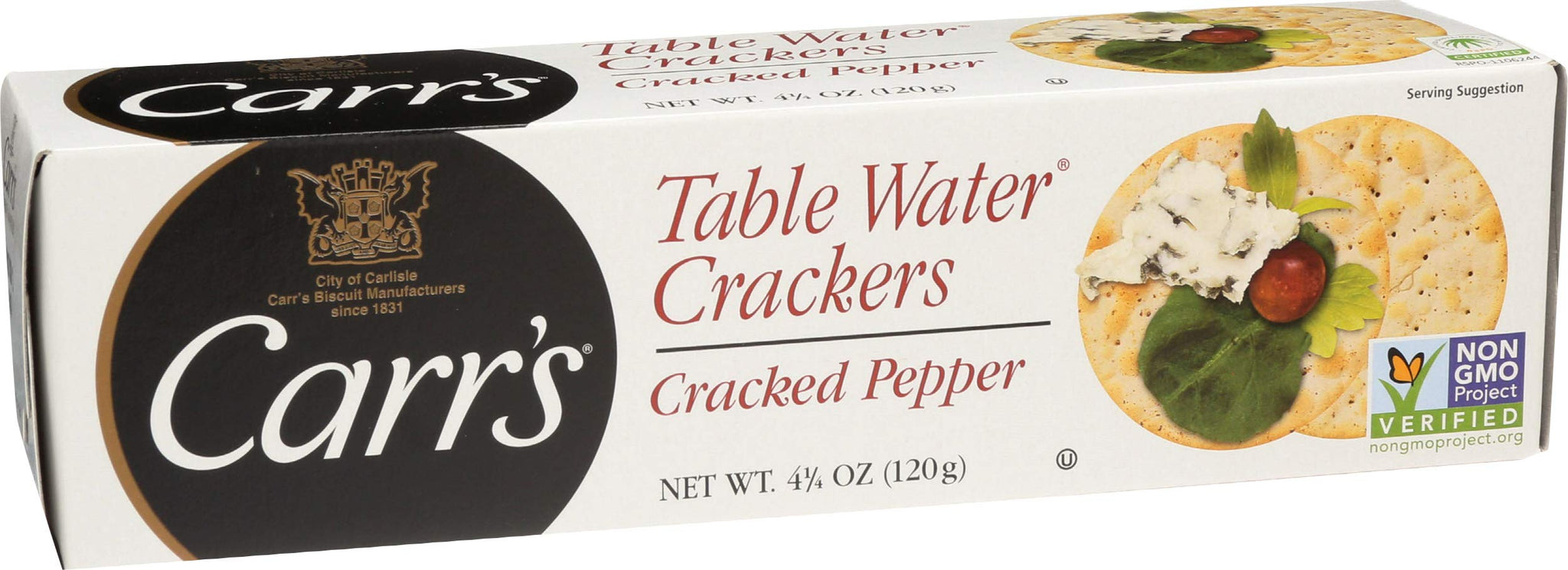 Carr's Table Water Crackers, Cracked Pepper, 4.25 Oz