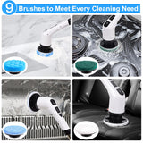 WDFAACK Electric Spin Scrubber,Cordless Spin Scrubber for Cleaning with 8 Replaceable Brush Heads,Shower Scrubber with Adjustable Detachable Handle