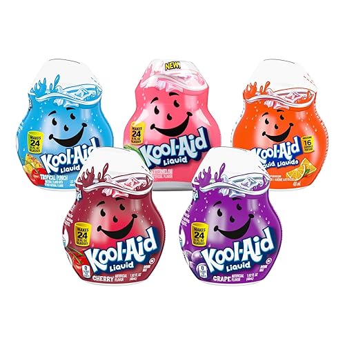 Kool-Aid Liquid Drink Mix Quintet for Sugar Free Flavored Hydration, Water Flavoring, Beverage Mixing and Drink Enhancer, Watermelon, Orange, Grape