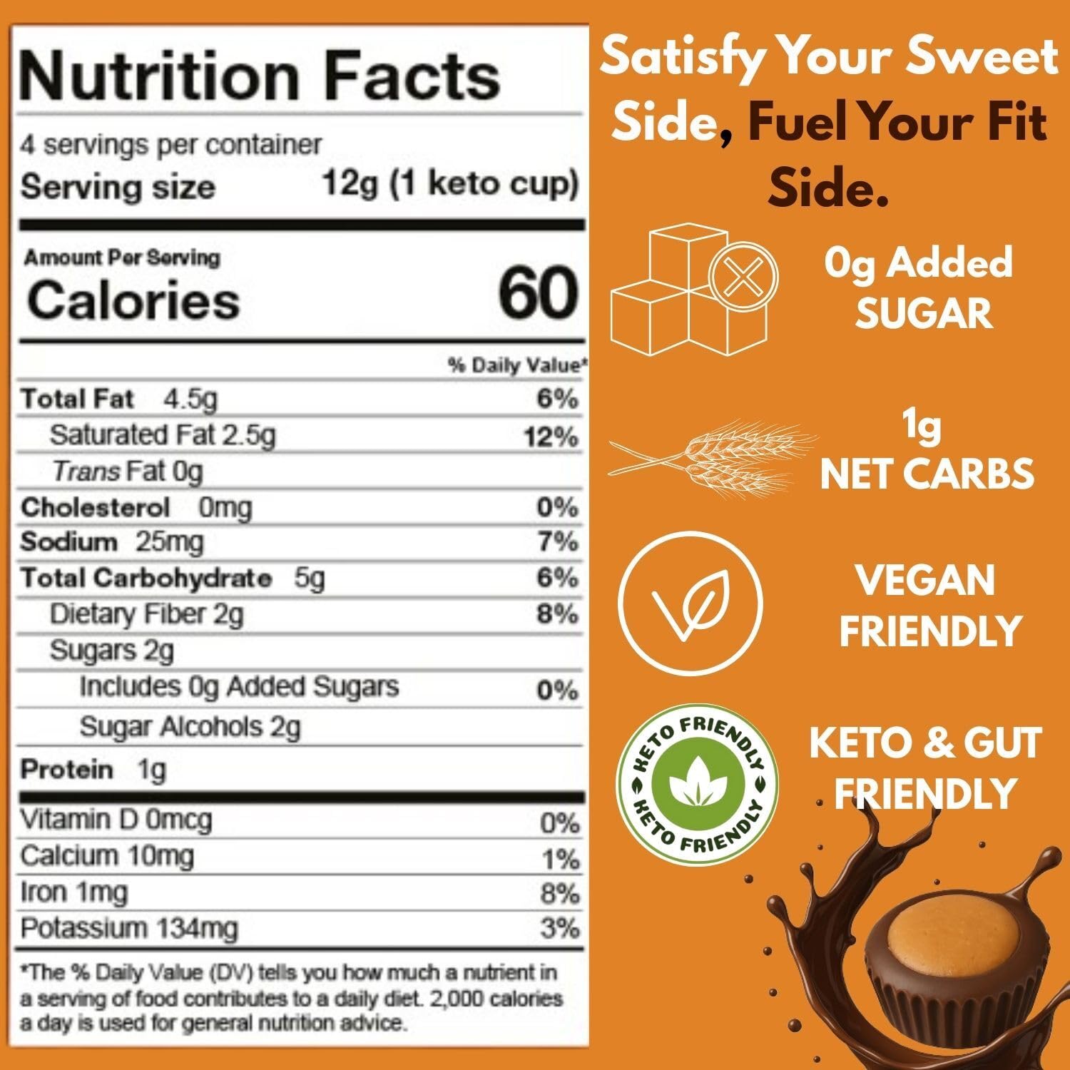 Better Than Good Keto Chocolate Peanut Butter Cups - Low Carb Buckeyes, Healthy, Gluten Free, Low Calorie & 0g Added Sugar - Diabetic Friendly Protein