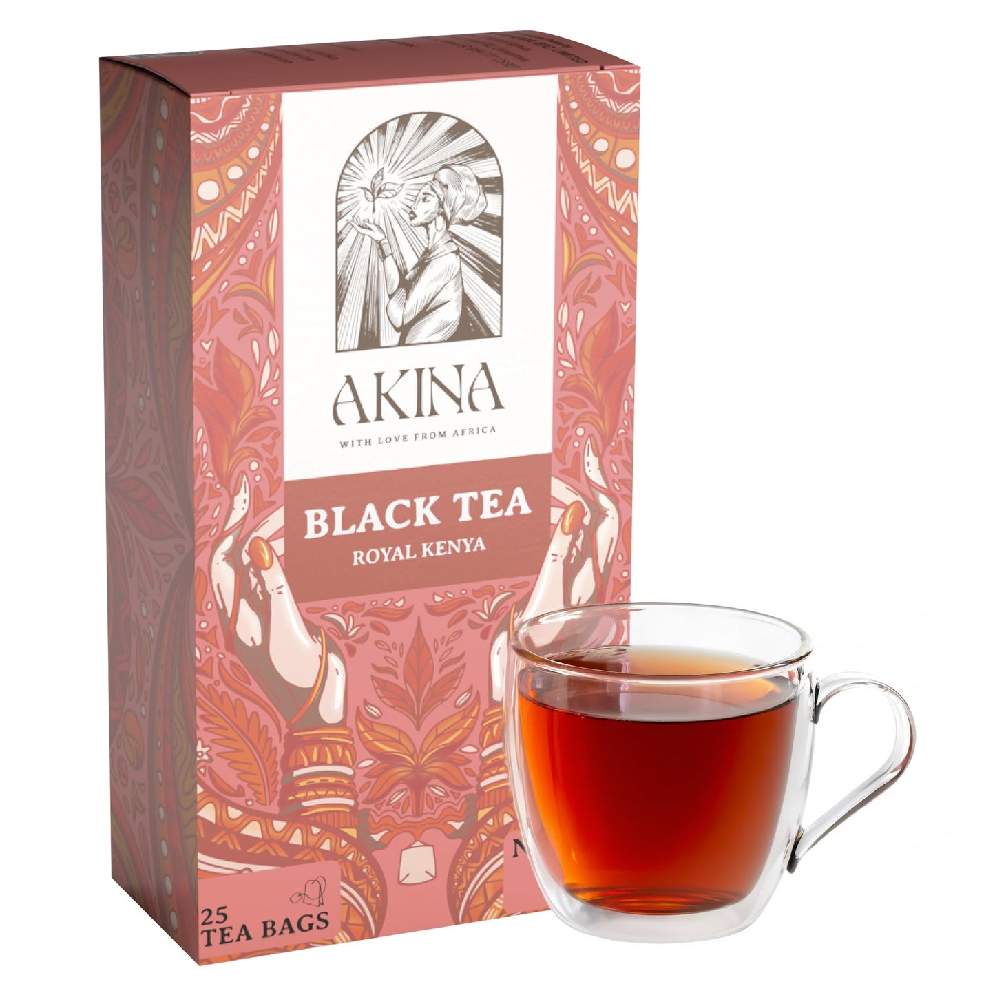 AKINA - Royal Kenya Flavored Black Tea Bags, Individually Wrapped, Magic Fruity Range Classics, String and Tag Kenyan Tea, Rich and Earthy Notes