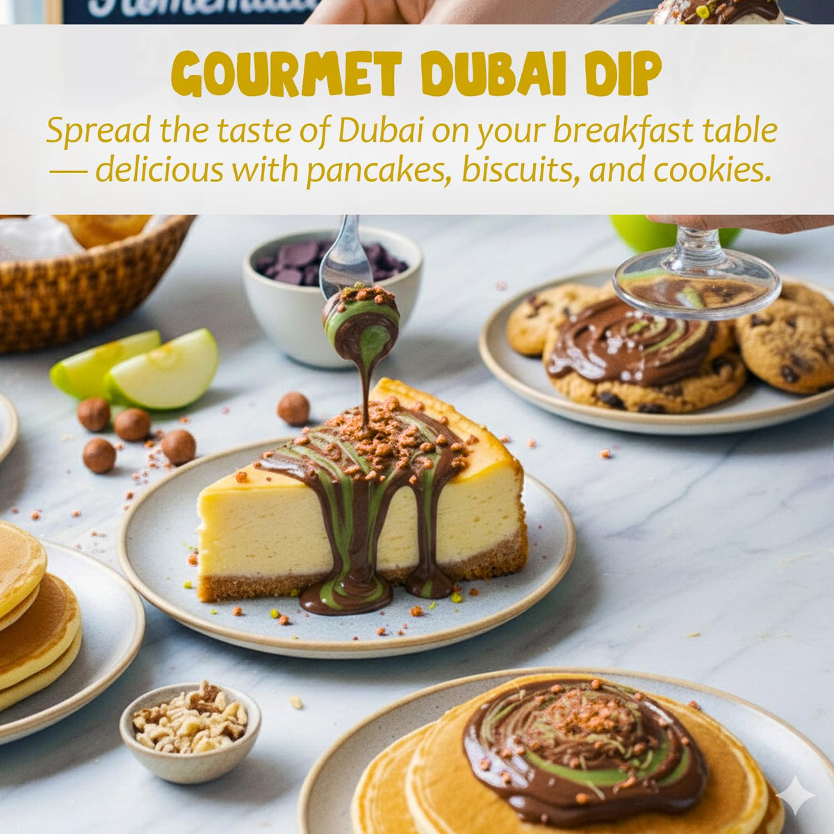 Dubai Spreadable Chocolate with Freeze-Dried Orange - Premium Pistachio Spread with Roasted Phyllo - Gourmet Breakfast Chocolate (9.7 oz / 275g Jar)