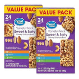 Great Value Sweet & Salty Chewy Granola Bars, Variety Pack, Peanut, Almond, Cashew, 1.2 oz Bars, 24 Count, Pack of 2, 48 Bars Total